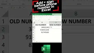 How to add + sign to phone number in Excel #minhacademy  #plussign #exceltips
