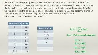 The Expected Value Example # 5 (The Bakery Expected Revenue)