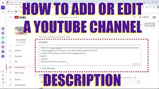 How to add or edit your youtube channel description