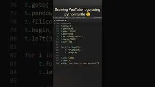 Drawing YouTube logo using python turtle 😯 Most easy python project ever #shorts #python