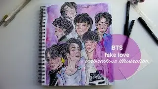 BTS FAKE LOVE | watercolour time lapse