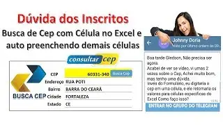 Planilha de Busca de Cep | Respondendo a Dúvida dos Inscritos | Macros VBA