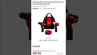 Sale $99 Milwaukee M12 12 V Cordless Brushed 2 Tool Drill and Impact Driver Kit