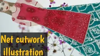 Net cutwork illustration tutorial | step by step | fashion illustration | fashion designing