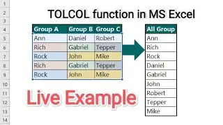 TOLCOL function in MS Excel - Live Example