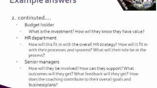 Organisational Implications of Coaching (9/10): Implementing Coaching 2