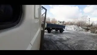 Маз 6312,разворот с прицепом нефаз, без стопора!! Часть 2.