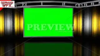 HD Virtual Studio Background with green screen Wall - royalty free