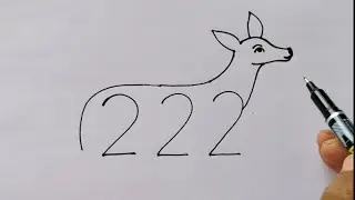 Deer Drawing With 222 Number | Deer Drawing Art