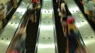 Crowd Riding Escalator Time Lapse - No copyright
