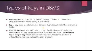 keys in RDBMS
