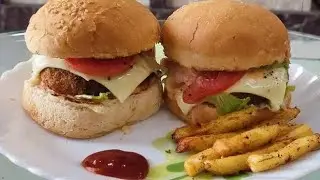Home Made Tikki Burger Recipe || Restaurant Style Burger Recipe #burger #burgerking