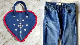Bolso de Corazón con Pantalón Jean viejo #Tutorial de Confección