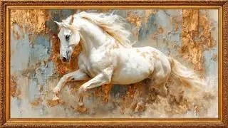Royal Horse Gold Frame TV Art | Luxury Tv Wallpaper | Tv Screensaver art