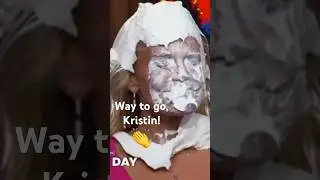 Kristin Chenoweth takes a great pie in the face for breast cancer awareness #pieintheface #charity