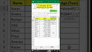 Calculate Age in Excel | #ExcelShorts #ExcelTips #computer