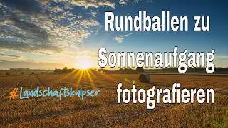 Rundballen zu Sonnenaufgang fotografieren