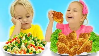 Chris belajar Berbagi Makanan dan Berpura-pura Memasak Makanan Mainan