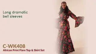 African Print Flare Top & Skirt Set