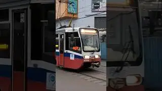 Трамвай 71-619А борт 30264 по маршруту 23 в депо