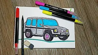 Учимся рисовать Гелик, машину мерседес Гелендваген Влада А4