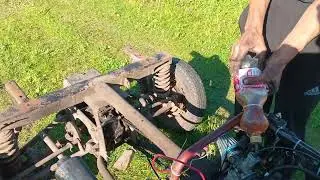 Отрегулировали карб и первый выезд чудо технике #мотороллер #муравей #automobile 