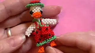 2 ч Садовый гусь мини амигуруми из бисера 