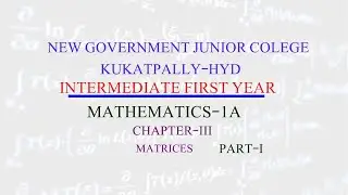 MATHS 1A MATRICES C3 PART I