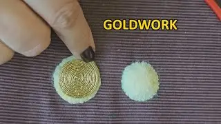 Шов вприкреп, круг, процесс/Goldwork