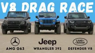 Drag Race! Jeep Wrangler 392 Vs. Land Rover Defender V8 Vs. Mercedes-AMG G63
