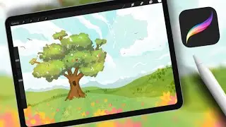 🌳 TUTO PROCREATE | Dessine un arbre sur sa colline au printemps !