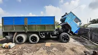Камаз 5320. Вожу с Камазом зерно на спиртзавод. Дышлом сломал фонарь на машине! (Часть 2)