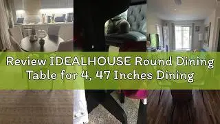 Review IDEALHOUSE Round Dining Table for 4, 47 Inches Dining Room Table with Wooden Base, Circle Kit