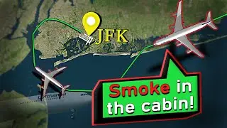SMOKE ONBOARD Lufthansa A340 | Priority Landing at JFK