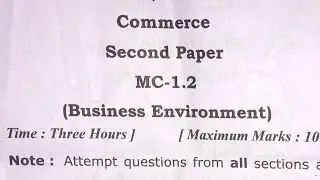 Business Environment Question Paper 2022 Business Environment Important Question