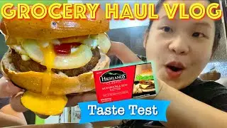 Grocery Haul + Mushroom Beef Patty Taste Test (Bagel Burger) | HungreeCatt Vlogs