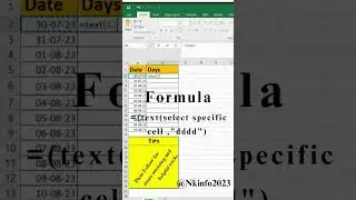 Check days from date🌟|#viralshorts  #excelshortcuts #exceltips #shorts #nkinfo2023