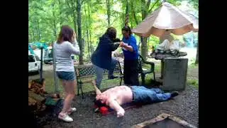 Pete Tino/The Human Floor, Beds of Nails Act, Buffalo Hill Campground, Varysburg, NY. June 9, 2012