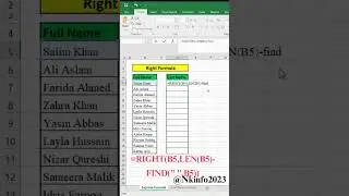 How To Extract Last Name |Right Formula |#excel #viral #ytshorts #shorts #how