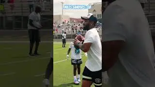 Panthers RB Miles Sanders Shows Off QB Skills at Kid's Football Camp 