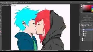 couple kissing - speed draw