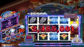 Pop Slot Machine - Playing Excalibur slot machine and betting credit 300,000 on iPad.