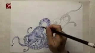 Chinese Ink Brush Spatters Octopus ｜Chinese Painting｜TimeLapse｜Drawing｜Joey Pang｜JP Tattoo Art