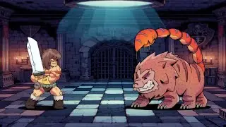 Speedpaint Lion Scorpion de Dungeon Deeper, juego de cartas con un estilo de dibujo anime cartoon