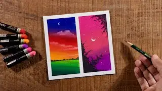 Easy Two Beautiful Drawing for Beginners / Drawing with Oil Pastels / Step by Step