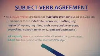 Subject Verb Agreement No. 14 Singular Indefinite Pronouns (Each, Everyone, etc.)