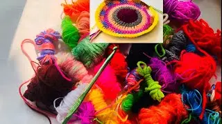 Crochet scrappy rug tutorial & pattern |Scrap yarn crochet project !