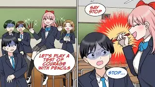 Girl leader who suggests a test of courage with a pencil [Manga Dub]