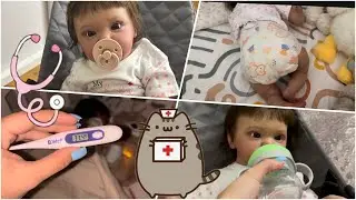 Reborn doll Malady is sick. She has a fever 🤒