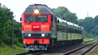 Довольные дети на платформе увидели поезд! Тепловоз ТЭП70БС-234 с фирменным поездом 